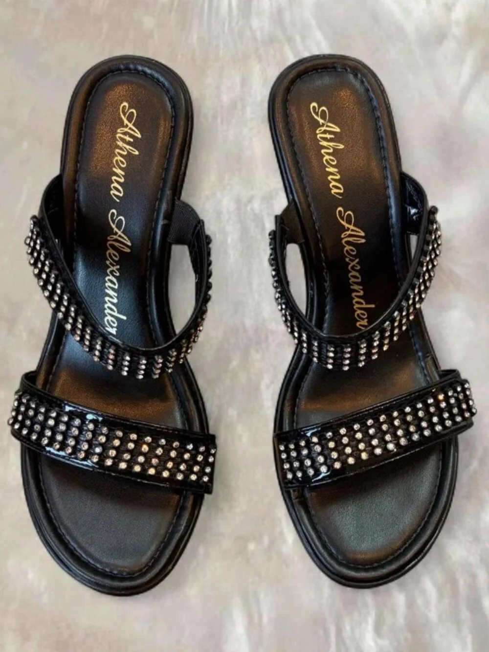Athena Alexander Rhinestone Leather Wedges